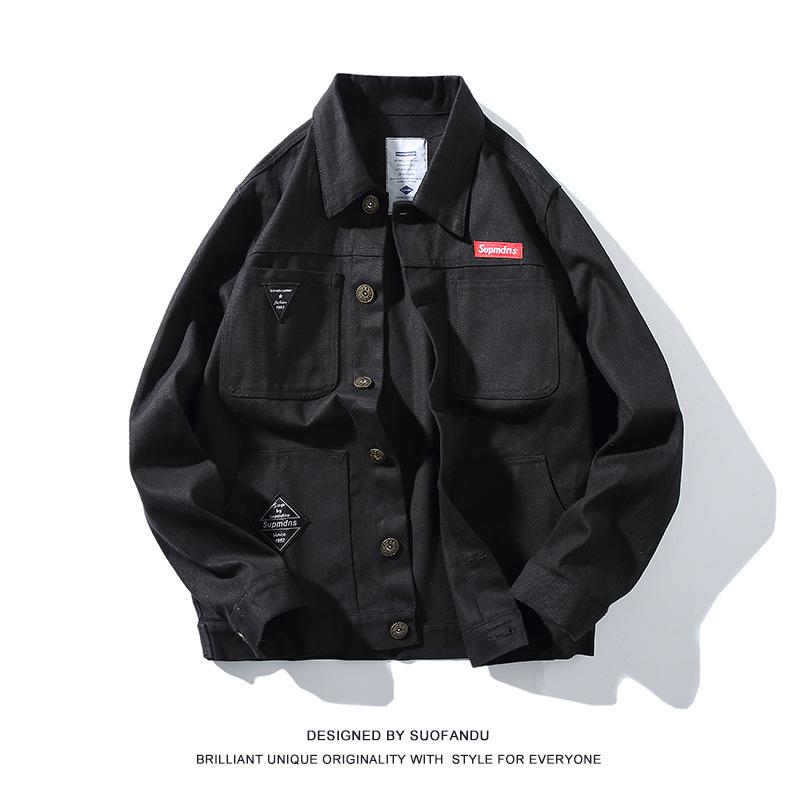 "Chaqueta Vaquera de Invierno para Hombre con Forro de Terciopelo - Ropa de Trabajo Retro Japonesa, Estilo Coreano, Talla Grande, Top Grueso Casual"