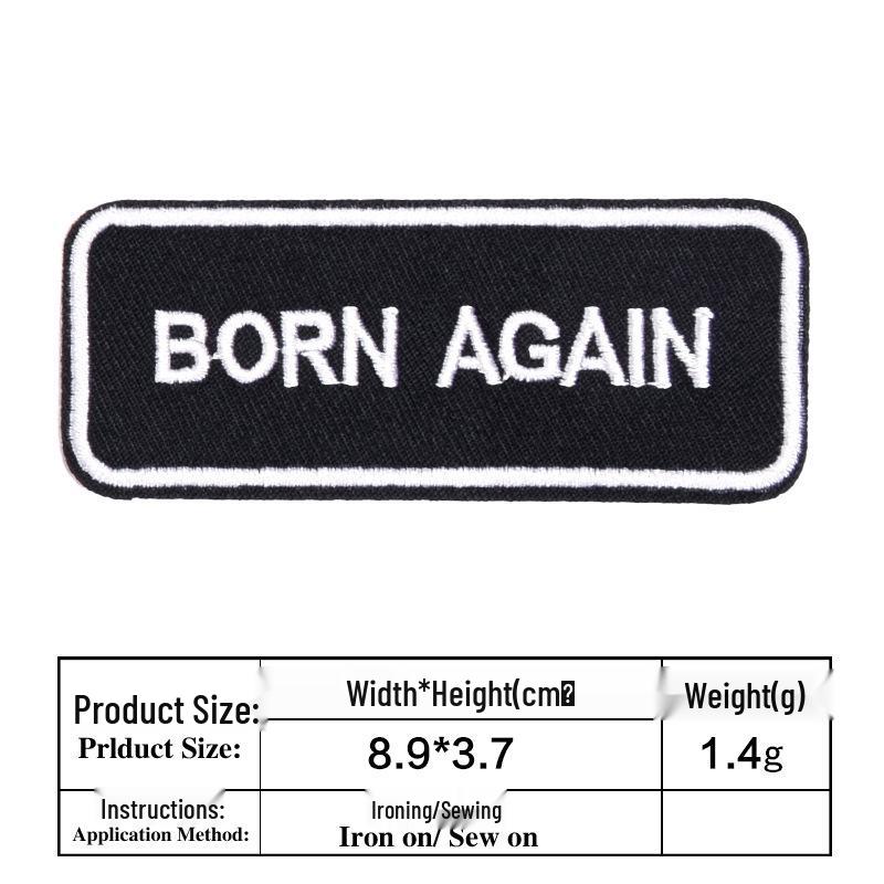 Vtipné černobílé vyšívané anglické písmenkové nášivky na oblečení