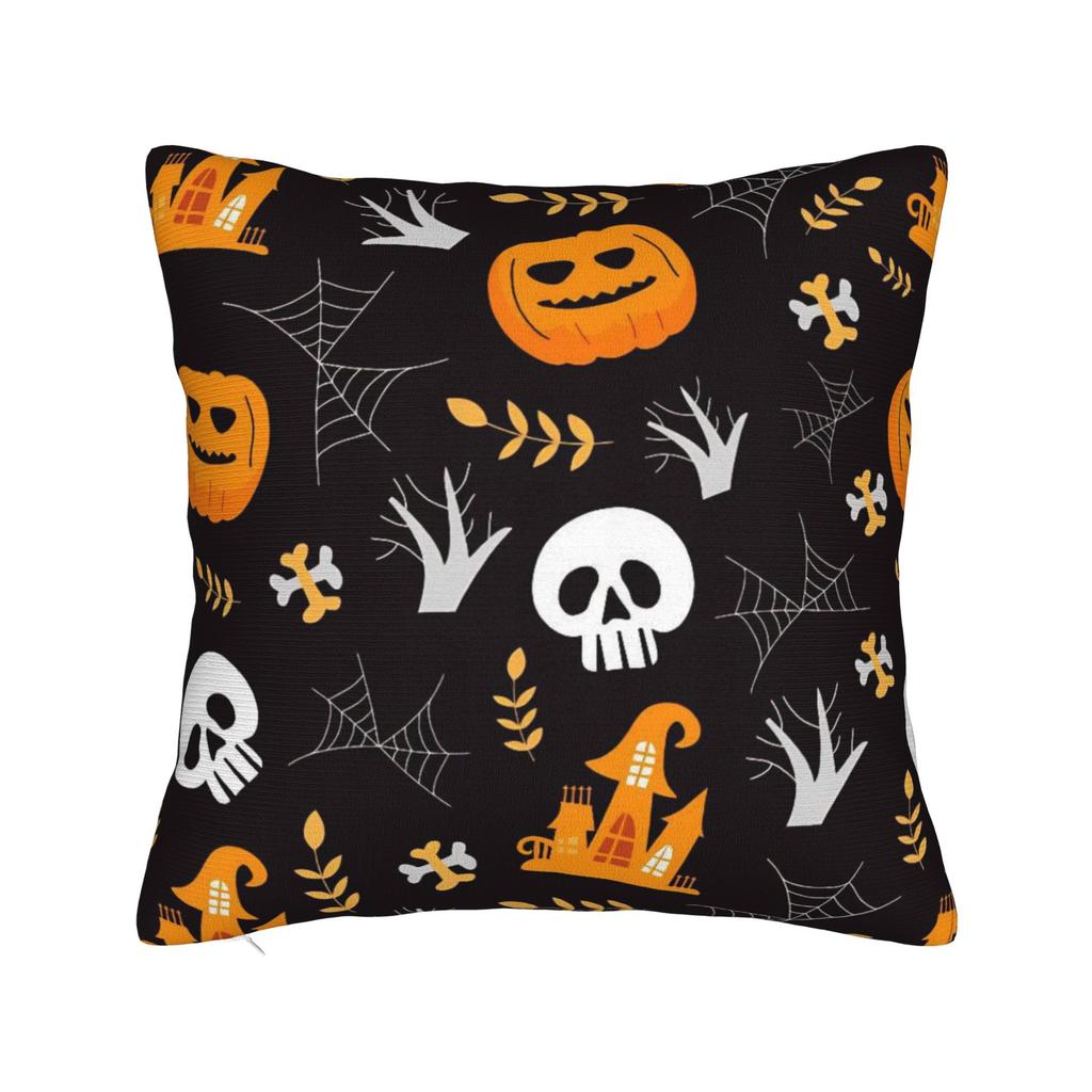 Decorative Pillowcase Halloween Ghost Pumpkin Spooky Trick Or Treat Witch Chair Throw Pillow Case Cover Zipper Multiple Sizes