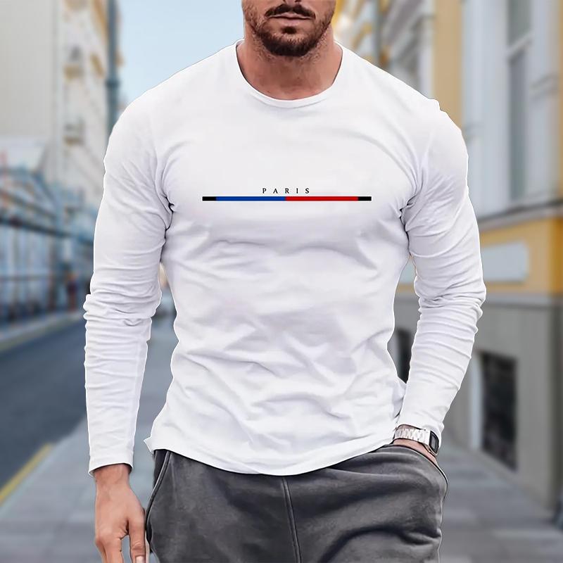 Men's Letter Prints T Shirt Long Sleeve Shirt Crew Neck Outdoor Street 3D Print Clothing Apparel