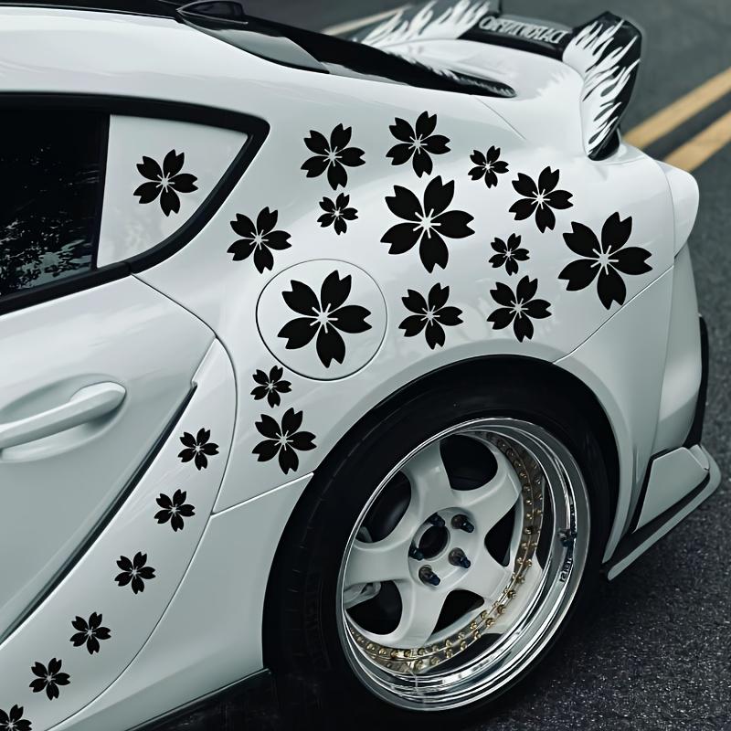 14Pcs 2D Flat Cherry Blossom Stickers, Waterproof Sakura Floral Decals, Universal DIY Decor for Car Motorcycle Helmet