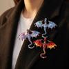 Zinc Zinc Zinc Alloy Crystal Wing Dragon Pin Colorful Rhinestone Animal Dragon Brooch  Daily Wear