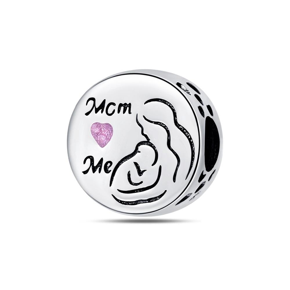 Mother'S Day Series Copper Mom Kiss Love Beads Infinity & Rose Heart Dangle Charm Fits Bracelet Diy Fine Jewelry