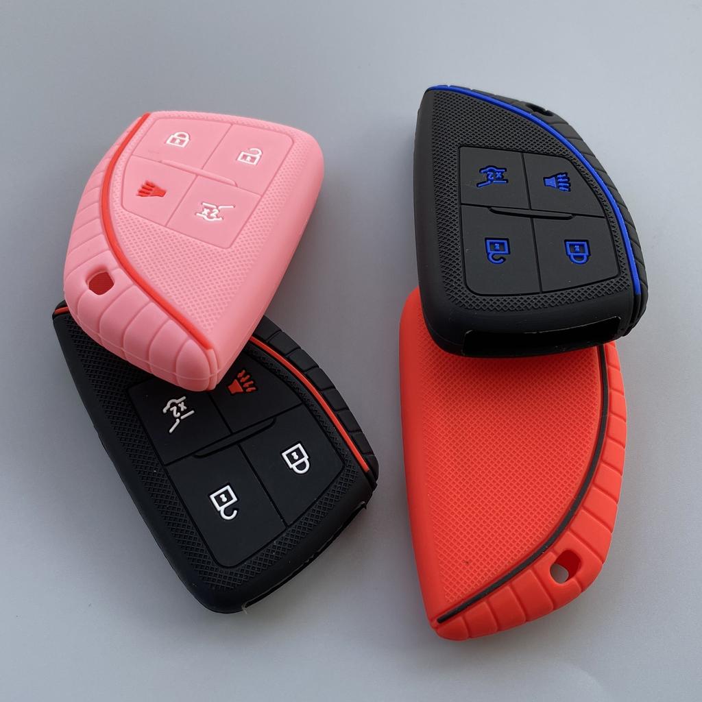 Silicone Car Key Cover Case for Chevrolet Corvette Suburban Tahoe for Cadillac CT4 CT5 2021 2022 remote key
