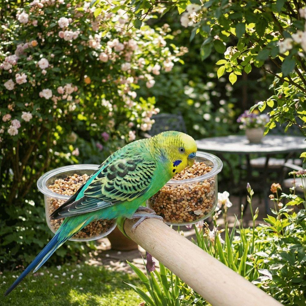 With Clip Parrot Food Bowl Transparent Feeder Cup Bird Perch Stand Water Bowl Small Pet Bird