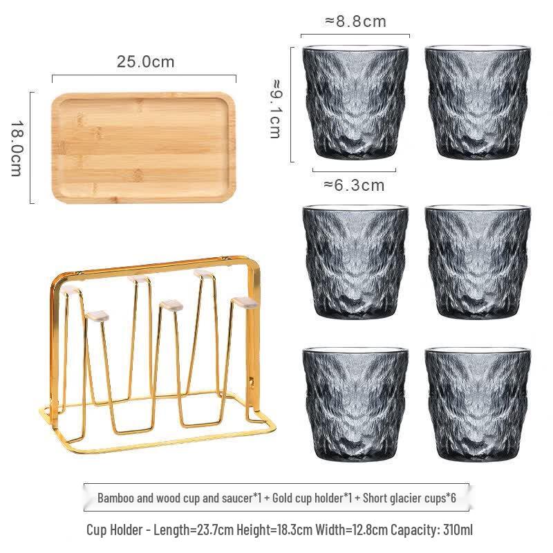 ZISIZ Handmade Glacier Pattern Glassware Set