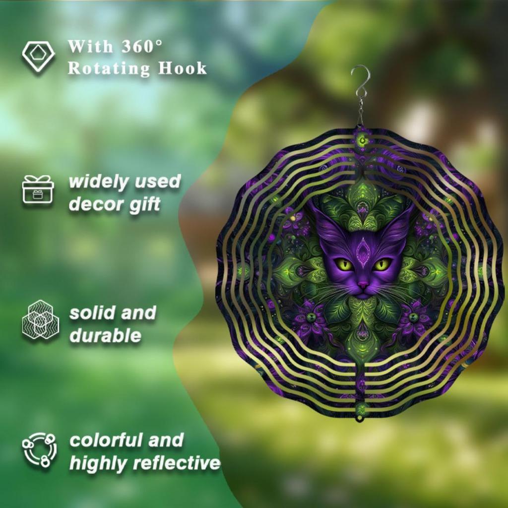 10 Zoll Hängendes Windspiel Rotierendes Kunstdesign mit 360°-Haken für Terrasse Rasen Garten Außendekor Frühling Sommer Frische Natürliche Schönheit