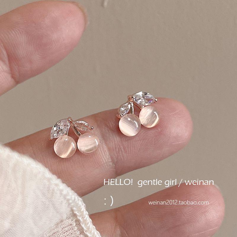

Girlish Style Pink Gentle Delicate Cherry Mosquito Coil Ear Clip Small Fancy Ear Studs Earrings Jewelry A pair of stud earrings