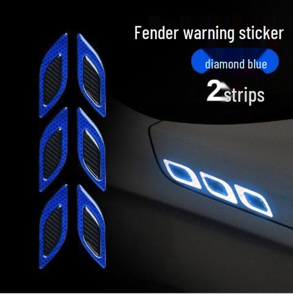 Carbon Fiber Reflective Anti-Collision Car Stickers for Doors, Fenders, and Headlights.