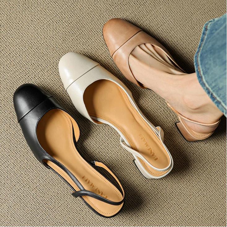 Retro Leather Sandals For Women, Single Shoes