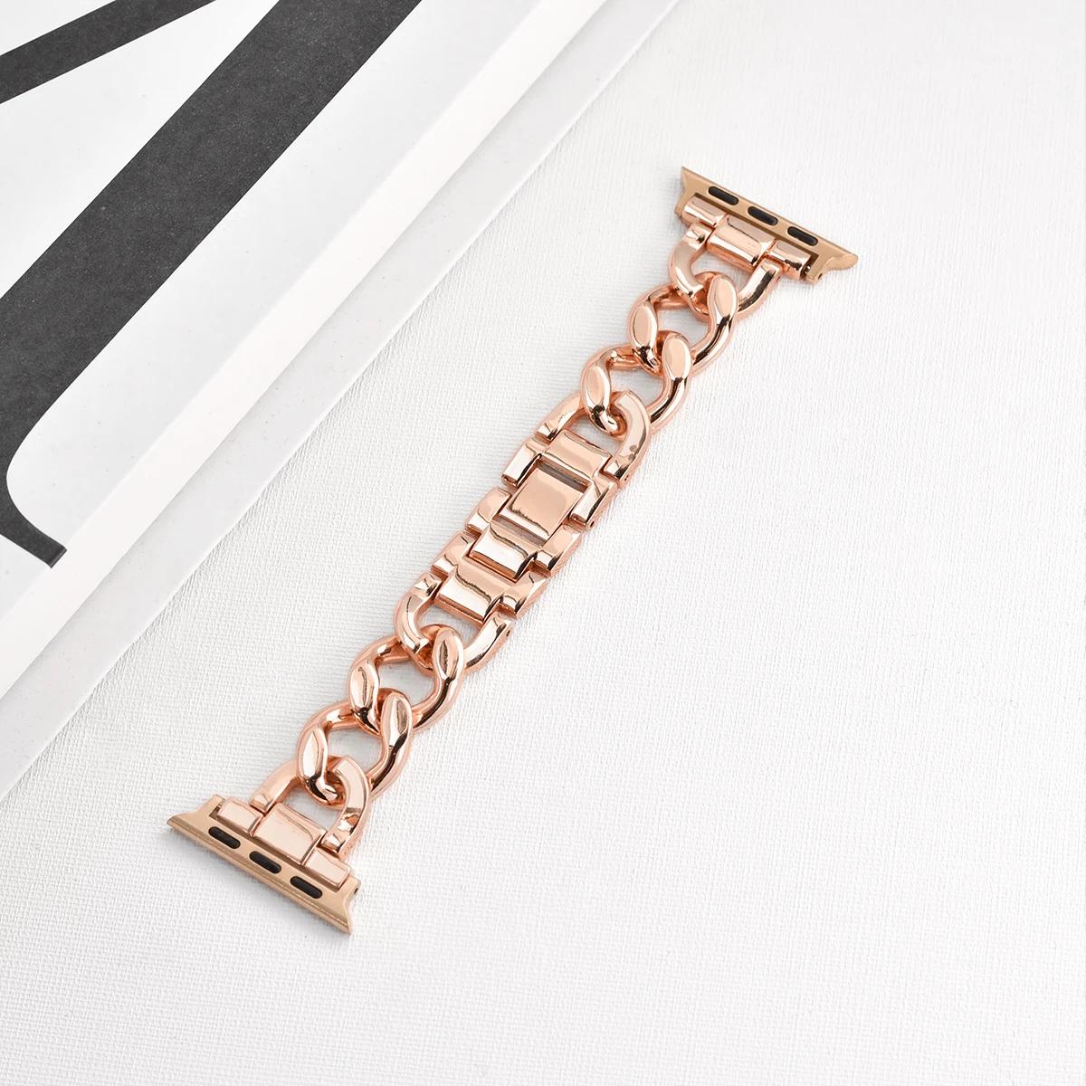 

Metal Strap for Apple Watch 10 Ultra 46mm 9 8 7 Band 42mm 45mm 41mm Women Belt Bracelet iWatch Series 6 SE 40/44/49mm Watchband 42mm 44mm 45mm 49mm рожевий колір золота