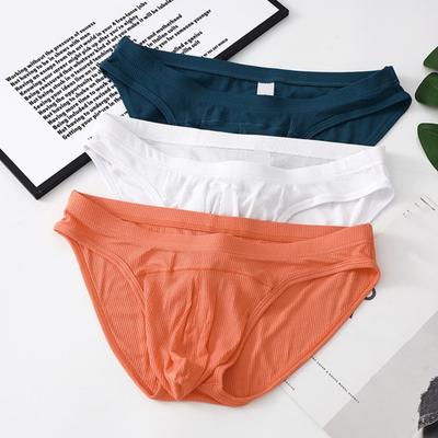 Men Briefs Low-rise U-Convex High Elasticity Fit Tight Cut Panties Solid Color Breathable Teenager Briefs