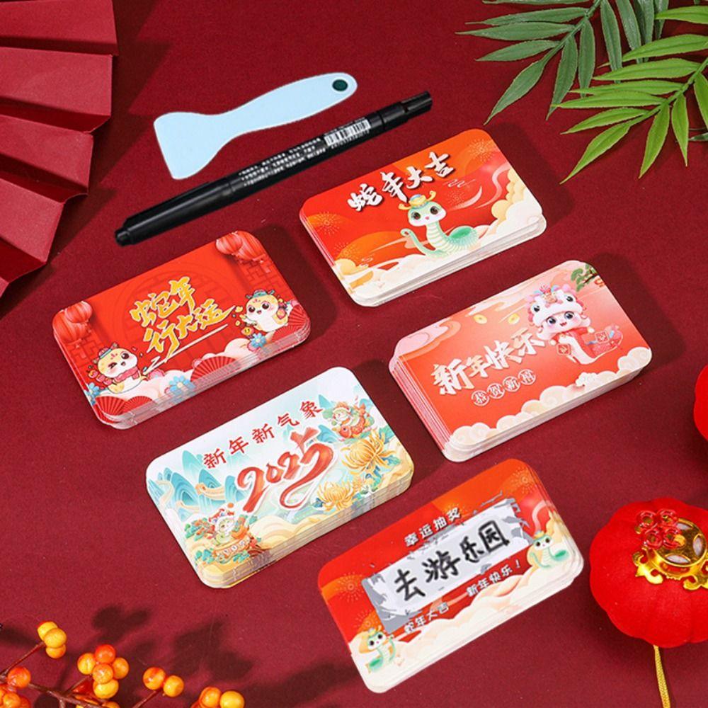 50Pcs Scratch-off Cards Send Pen and Scraper Block Anniversary Vouchers Tickets DIY Gift Activity Favors Surprise Lucky Cards
