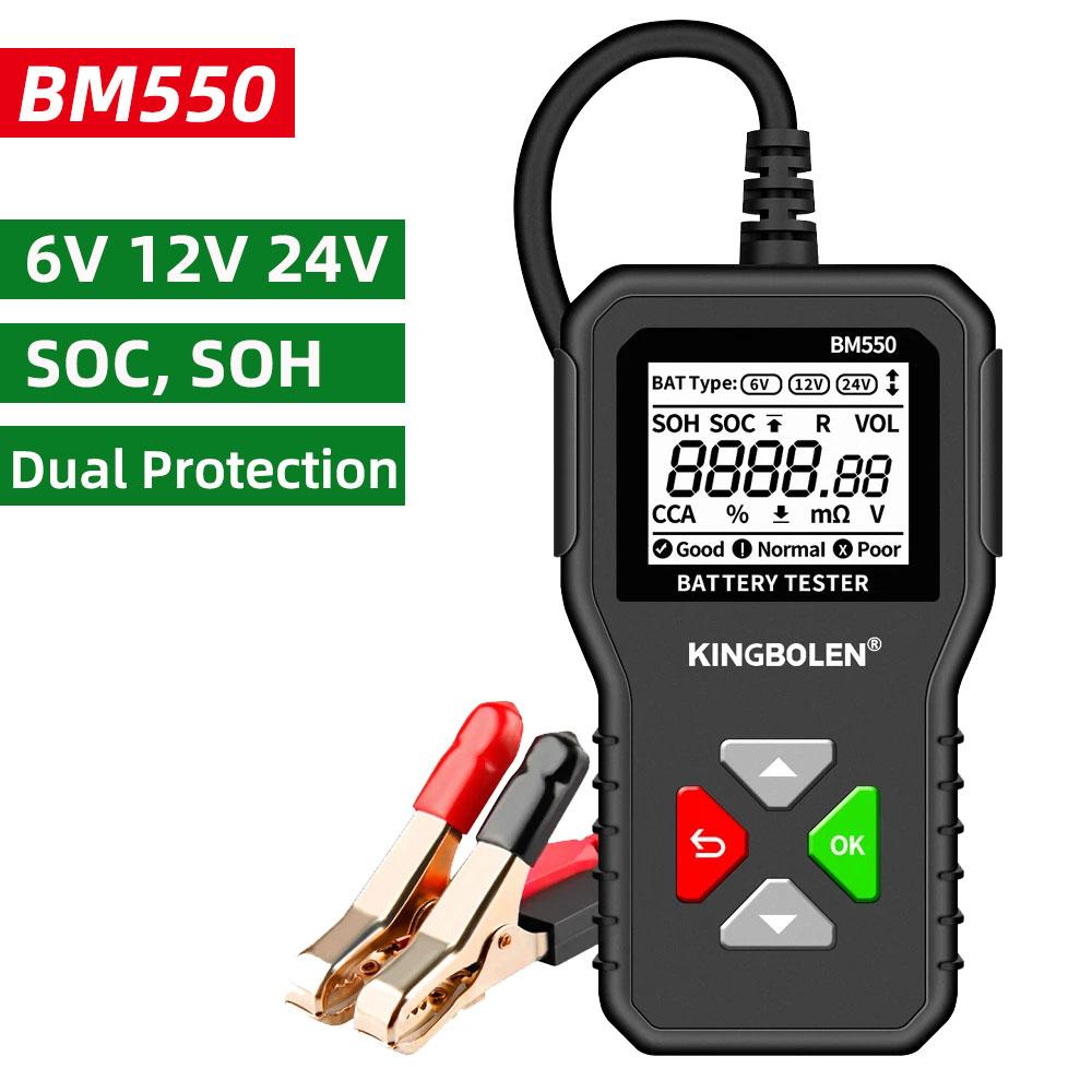 

KINGBOLEN BM550 Тестер автомобильных аккумуляторов 6 В 12 В 24 В 100-2000 CCA Система аккумуляторов обнаруживает автоматический анализатор аккумуляторов Автомобильный аккумулятор Инструмент PK KW208