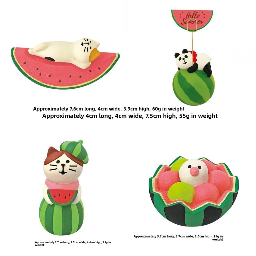 Watermelon Cat Resin Craft Summer Decor Cute Collectible For Desk And Shelf