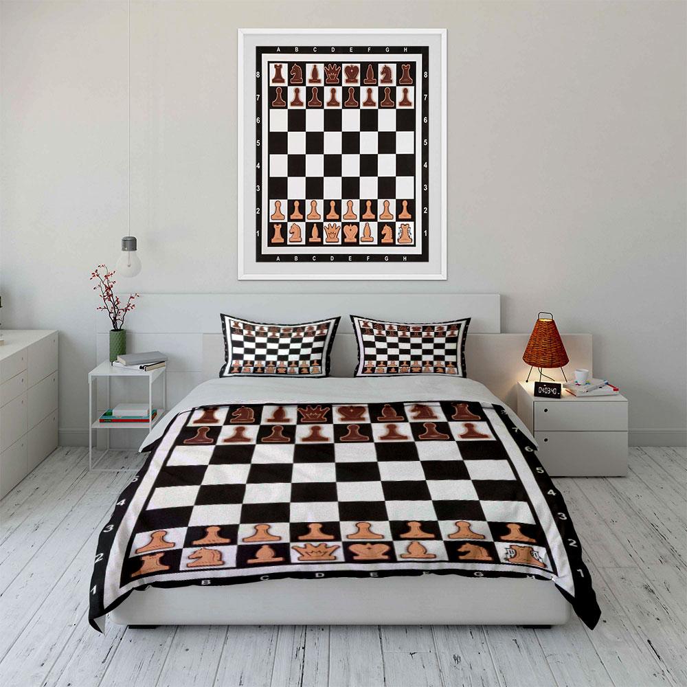"Magnetic Chess Set for Learning" Soft Skin-Friendly Bedding Set Includes 1 Duvet Cover And 2 Pillowcase Gift