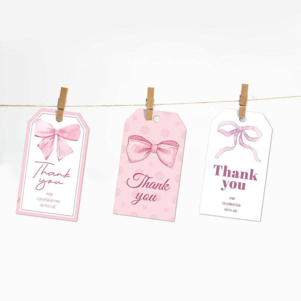 50PCS Bowknot Hang Labels with 10m Ropes Package Decoration NEW Wrapping Card Gifts