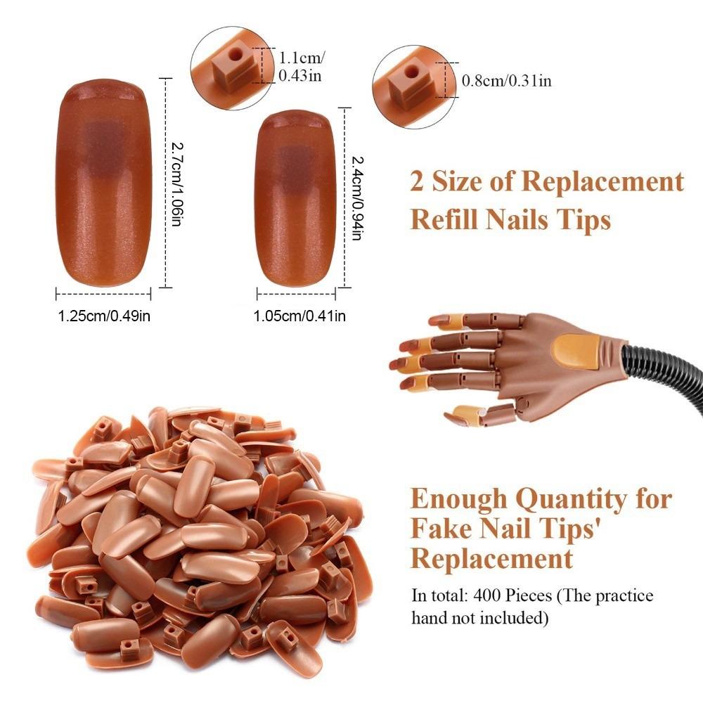 300pcs Acrylic Material Nail Practice Hand Flexible Design False Nail Tips Salon Training