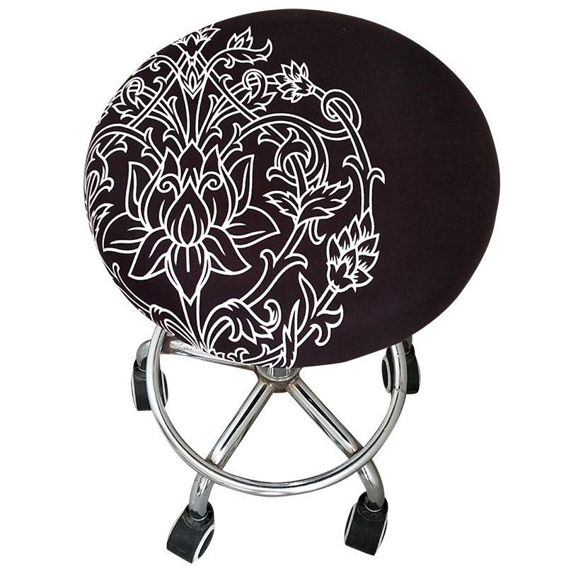 Home Stool Round Chair Cover Floral Slipcover Spandex Seat Cover Elastic Chair Bar Multicolor