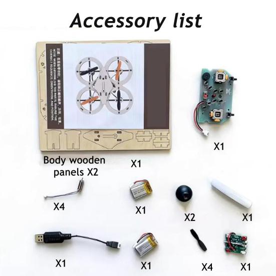 Дерев'яна модель-пазл Дрон Ручна збірка Набір для будівництва Дитячий Дрон з пультом керування Набір DIY Дорослий Міні RC