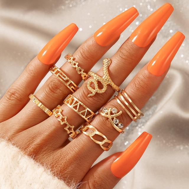 Matching Rings For Women Anillos Mujer Gold Ring Set Bagues Anillo Bohemian Jewellery Slytherin Accessories Couple Gift Sygnety