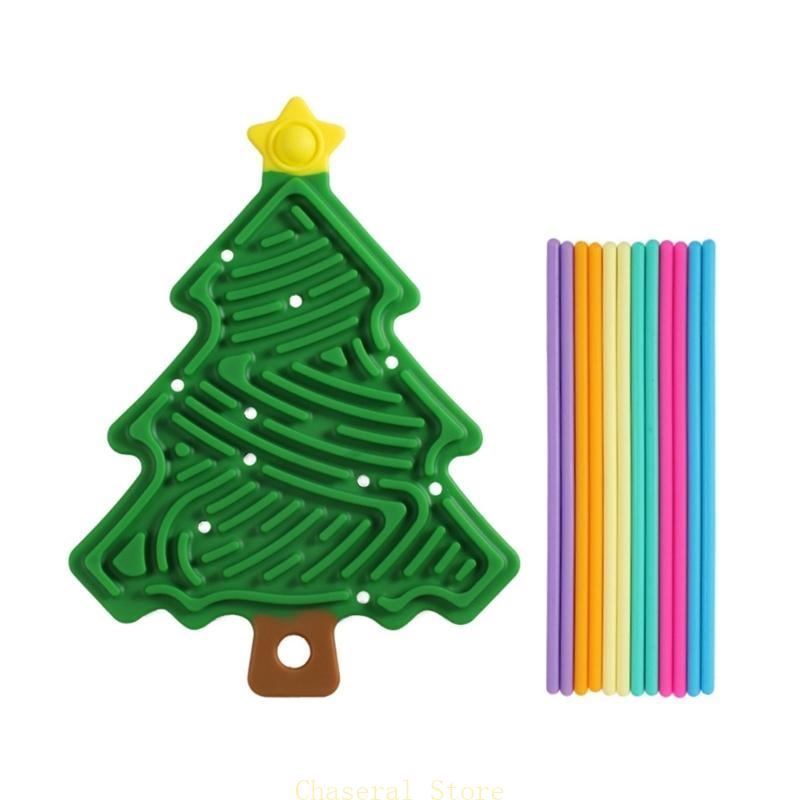 E7Ce Colorful Sticks Christmas Tree Pad Toy For Calming, Stress, Anxiety Christmas Gift With Sticks Toy Sensory Toy