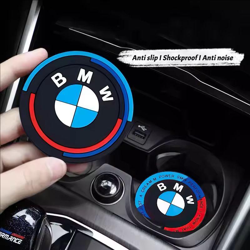 2Pcs Car Coasters Silicone Cup Holder Coaster Insert For BMW 3 5 Series X1 X3 X5 G01 G02 G05 F10 F30 F48 E83 E87 E90 G30 Sticker