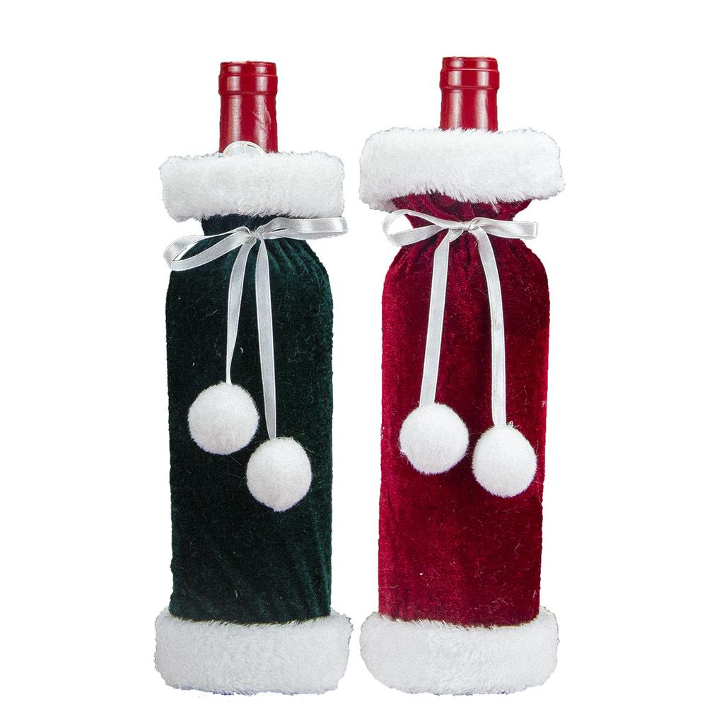 1/2pcs Christmas Wine Bottle Covers with Santa Hats,Tableware for Dining Room Decor, Holiday Table Wine Bottle Cover Wine Bags