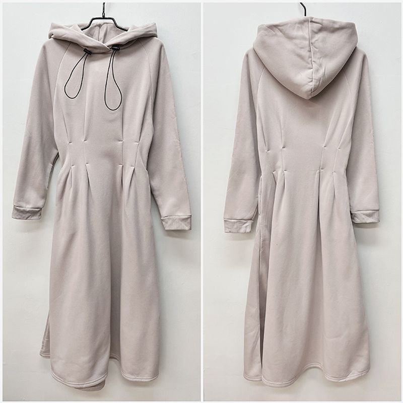 

Original [Nissenxcheap] Wool Fleece Lining Waist Ruched Hooded Parker Horn Dress Khakis with drawstring LL
