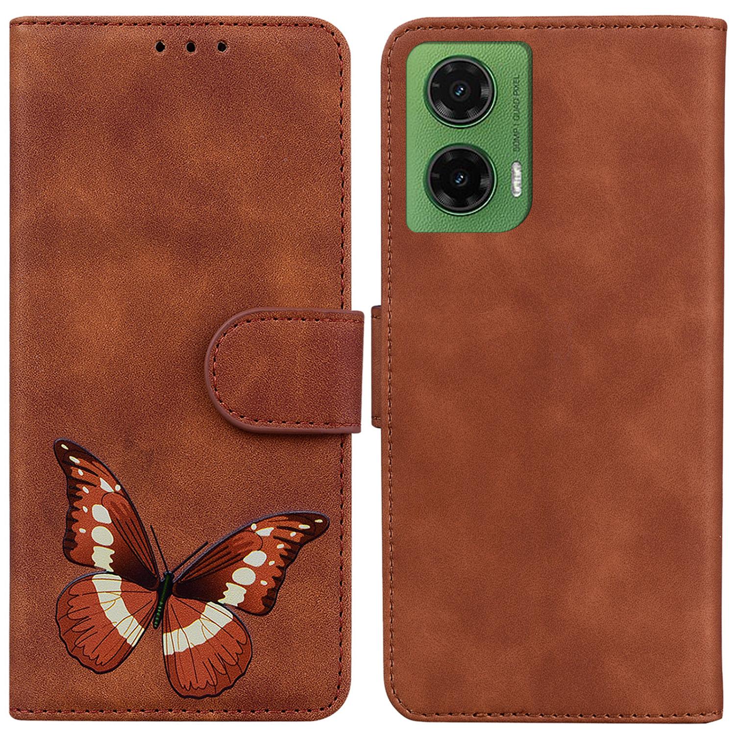 

For Motorola Moto G35 5G Stand Case PU Leather Phone Cover Butterfly Printed A