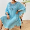 Square Neck Swimsuit Cover Up Dress Loose Beachwear Shirt Fashion Summer Sunscreen Smock  for Women
