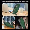 For iPhone 16 Case Compatible with MagSafe with Folded Kickstand PC Silicone Leather Phone Back Cover