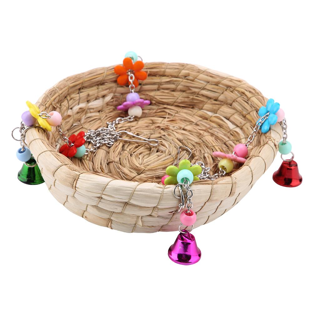 Safe Parrot Straw Durable Bird Toy Swing Nest Hanging On Birdcage