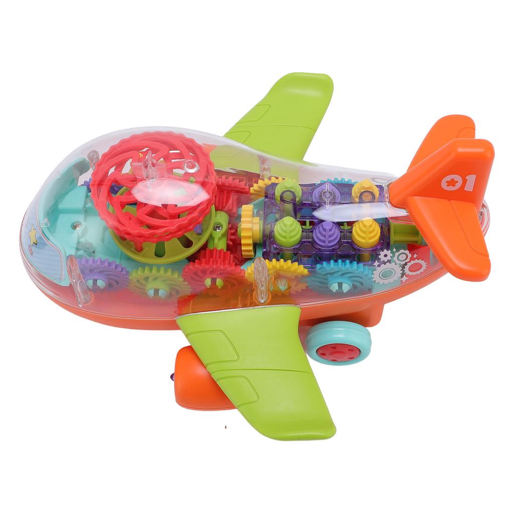 Children Electric Airplane Toy Universal Simulation Airplane Model Transparent Gear Airplane Toy wit