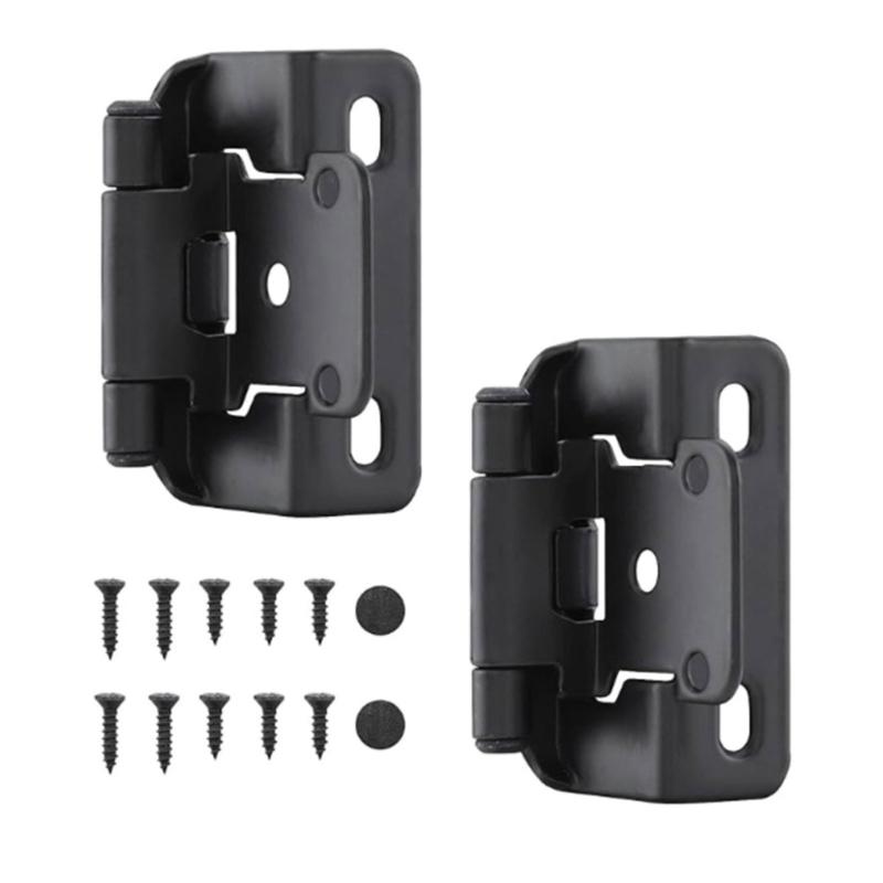 2 Pack Antique Steel Closing Cabinet Hinges 1/2Inch Overlays Half Hide Designs Portable for Kitchen Cabinet Door