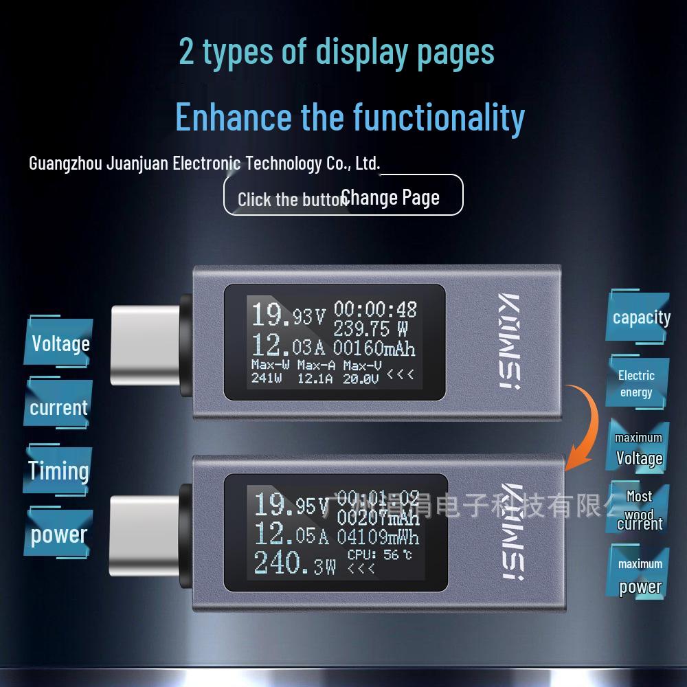 240W Fast Charging Type-C Digital Tester for Mobile Devices