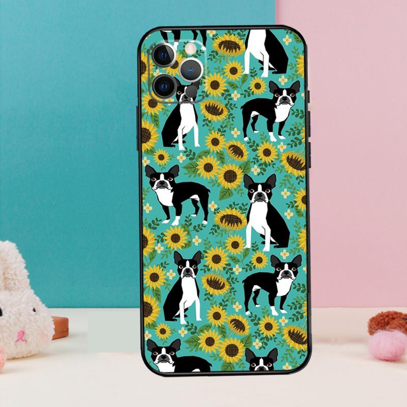 Boston Terrier Dog Phone Case For iPhone 13 11 12 14 15 16 Pro Max Mini XR XS X Plus Back Cover Fundas