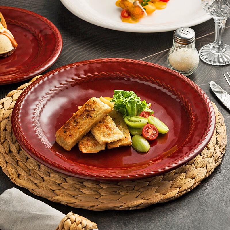 Japanese Retro Ceramic Underglaze Flat Dinner Plate 11-inch