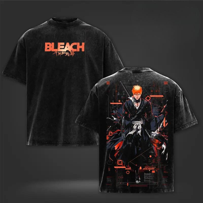 Shinji Hirako BLEACH Anime Clothing Men Women Oversized T-shirts Short Sleeve Washed T Shirt Vintage Cotton Tshirt Harajuku Tops S