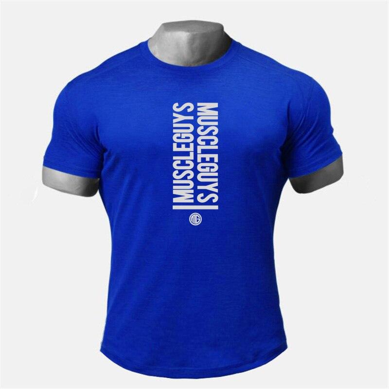 Muscleguys Herren Sport T-Shirt Kurzarm Sommer Muskeltraining Fitnessanzug Cool Bottom Top