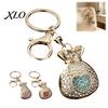 Love Heart Pouch Charm Rhinestone Lucky Bag Keychain, Good Luck Fortune Keyring, Decorative Key Ring for Handbags Backpacks Luxury Chain