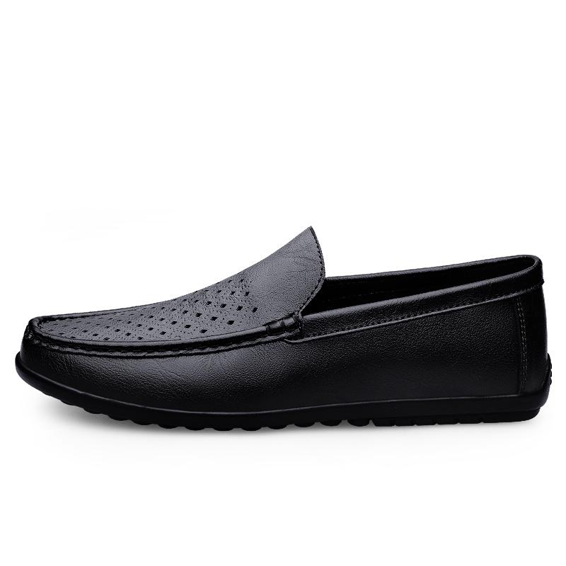 Genuine Leather Penny Loafers Men Moccasins Summer Hollow Out Mens Casual Shoes Breathable Slip On Flats Male Driving Shoes 2024