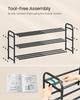 SONGMICS Expandable Shoe Rack, Shoe Storage Organiser, Adjustable Shelves, Sturdy and Heavy-Duty, for Hallway, Closet, Living Room, 3-Tier, Ink Black