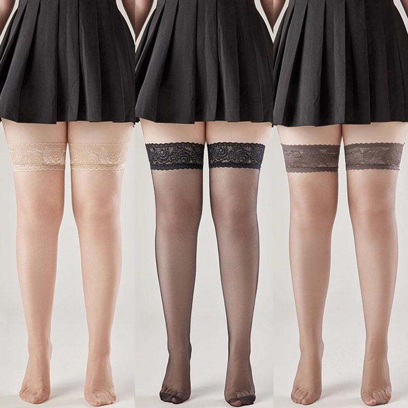 Plus Size Women'S Lace Ultra-Thin Sexy Stockings Sheer Stretchy Pantyhose Snag-Proof Tights Fashion Socks Lingerie Accessories