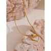 Yhpup Stainless Steel Heart Bow Knot Natural Shell Pendant Necklace Fashion Chic High Quality Summer Jewelry Waterproof Stylish