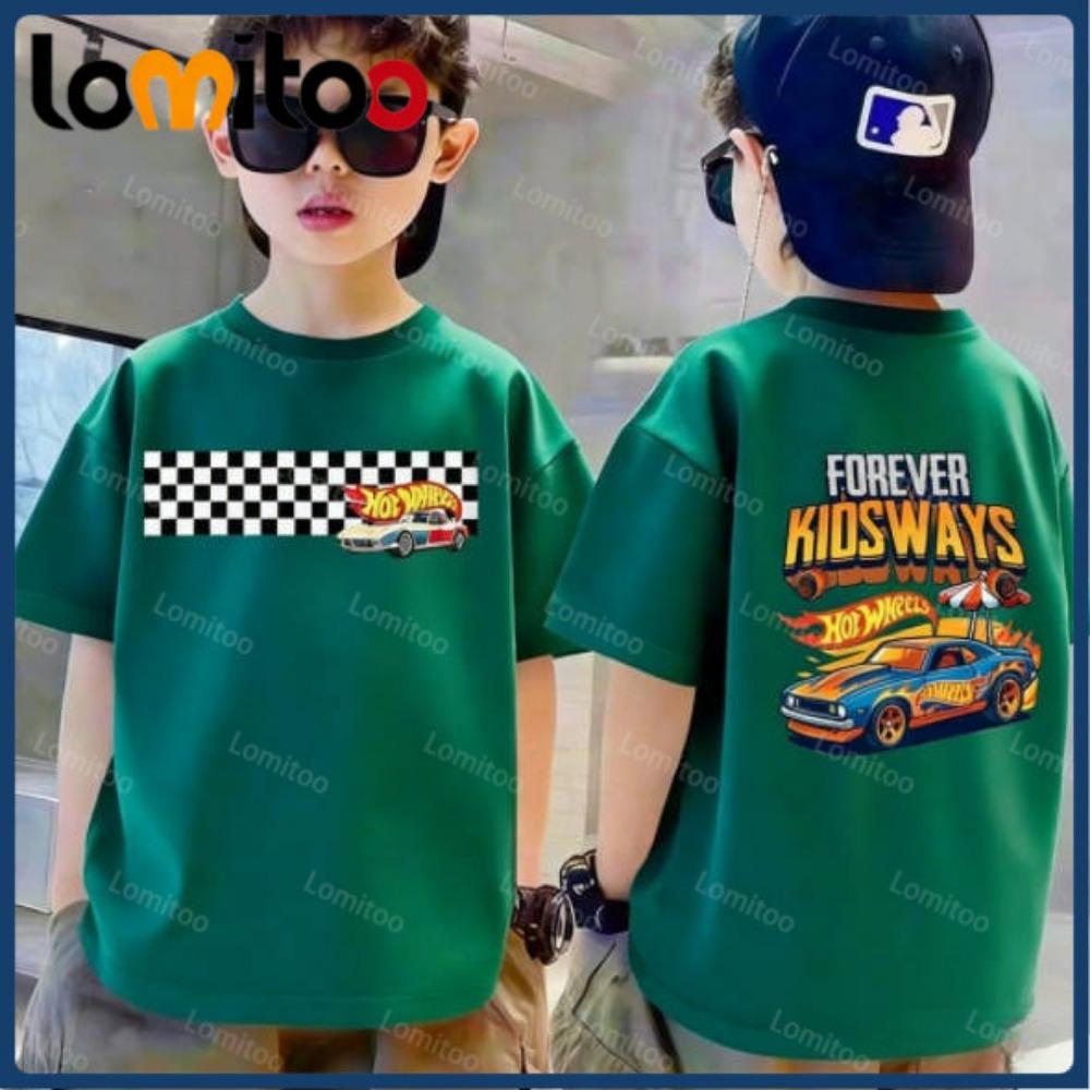 Fashionable and Casual Cute Cartoon Car Short Sleeved T-shirt for Boys and Girls
