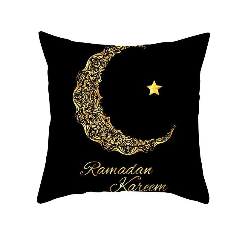 Islamic Eid Mubarak Decorative Pillowcase Home Decor Sofa Cushion Cover Ramadan Cotton Mosque Muslim Pillowcase 45X45CM