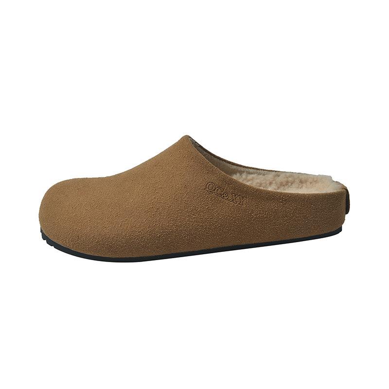 

Ретро-тапочки с толстой подошвой и пушистым носком для женщин, осень-зима 2024 года, новые плюшевые туфли из хлопка с мягкой подошвой, полутапочки 35 малиновый