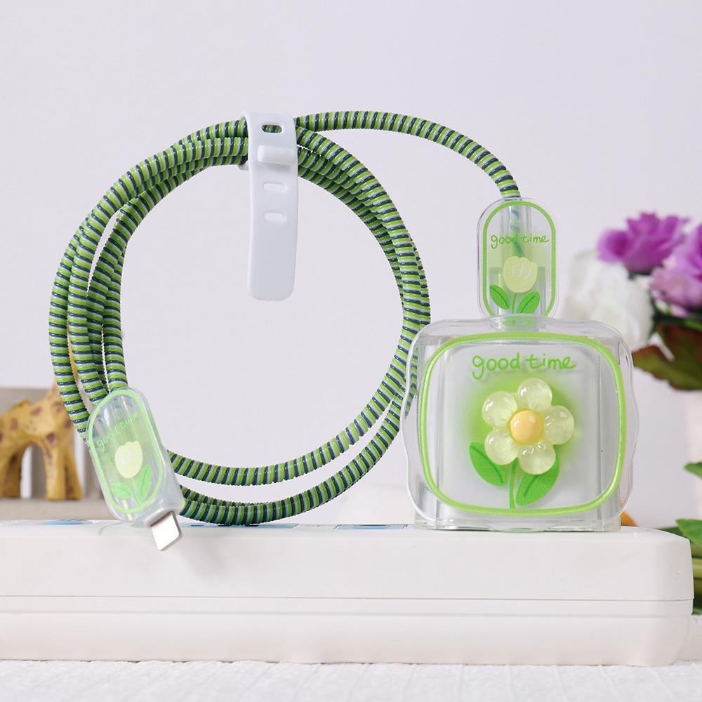 Geeignet für Apple Datenkabel Schutzhülle Ladegerät 20W Schnellladung bruchsicher Kabelaufwickler Niedliches Blume Tier Fortgeschritten