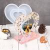 WTEMPO DIY Epoxy Resin Molds Kit Hollowed-out Heart-shaped Photo Frame Molds with Colorful Bead Chains Home Decoration Display Stand Silicone Molds